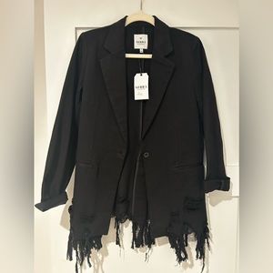 NWT black, distressed blazer